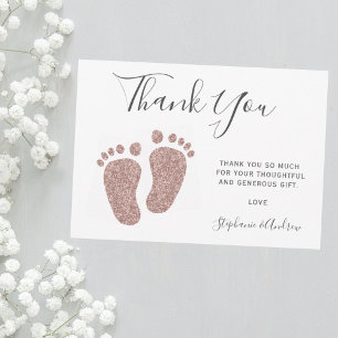 Blush Pink Glitter Feet Baby Shower Thank You
