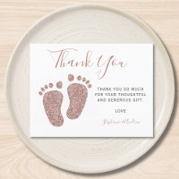 Blush Pink Glitter Feet Baby Shower Thank You 