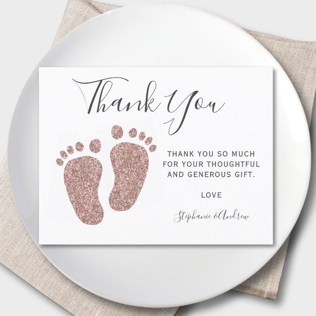 Blush Pink Glitter Feet Baby Shower Thank You  Postcard (Creator Uploaded)