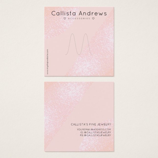 Blush Pink Glitter Geo Heart Ring Display (Front & Back)