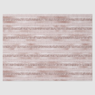 Blush Pink Glitter Glam Stripes Tissue Paper