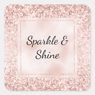 Blush Pink Glitter Glitz     Square Sticker