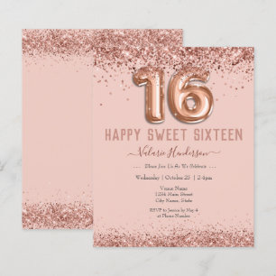 Blush Pink Glitter Happy 16th Birthday