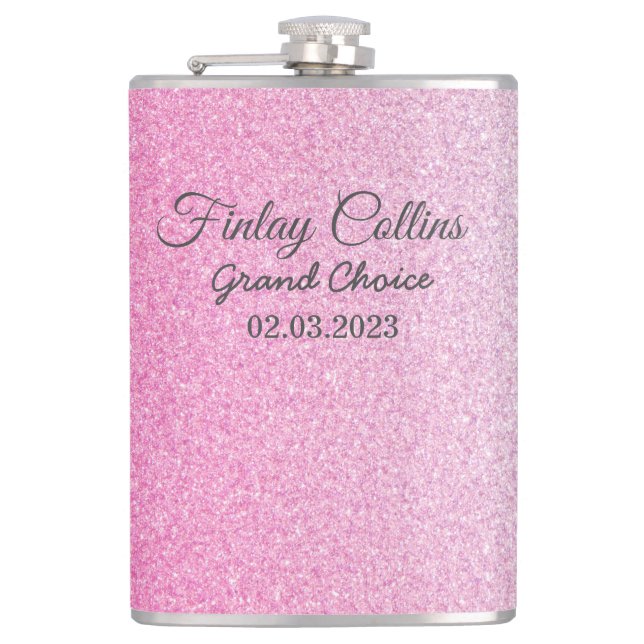 Blush Pink Glitter  Hip Flask (Front)