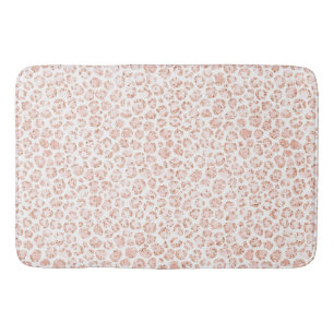 Blush Pink Glitter Leopard Print                 Bath Mat