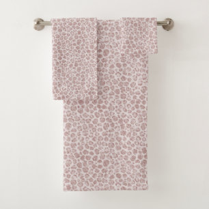Blush Pink Glitter Leopard Print          Bath Towel Set