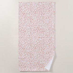 Blush Pink Glitter Leopard Print            Beach Towel