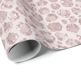 Blush Pink Glitter Leopard Print Wrapping Paper