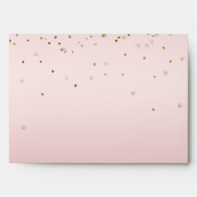 Blush Pink Glitter Love Gold Confetti       Envelope (Front)