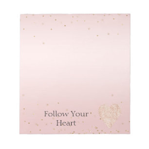 Blush Pink Glitter Love Gold Confetti Heart Notepad