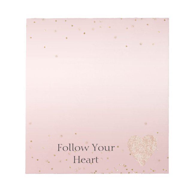 Blush Pink Glitter Love Gold Confetti Heart Notepad (Front)