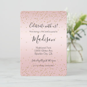 Blush Pink Glitter Love Gold Confetti Invitation