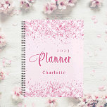 Blush pink glitter name appointment 2025 planner<br><div class="desc">Blush pink background,  faux glitter dust.  Personalise and add a year and name.  Pink letters.</div>