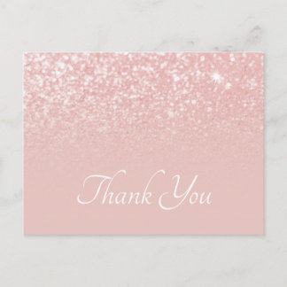 Blush Pink Glitter Ombre Thank You Postcard