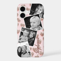 Blush Pink Glitter Photo Collage Personalized Name