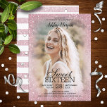 Blush Pink Glitter Photo Template Sweet 16 Party<br><div class="desc">Pretty,  modern,  (faux) glitter photo template design for these pretty,  trendy party invitations just for her.</div>