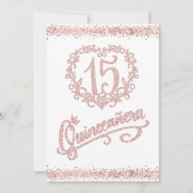 Blush Pink Glitter  Quinceañera 15  Invitation (Front)