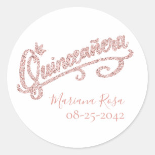 Blush Pink Glitter Quinceanera Crown Sticker