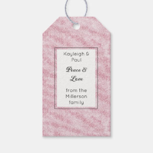 Blush Pink Glitter Rectangle Christmas Names Gift Tags