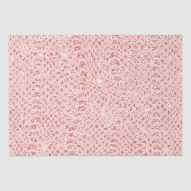 Blush Pink Glitter Snake Skin Animal Print Tissue Paper (Front)
