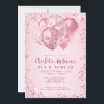 Blush Pink Glitter Sparkle Balloon Kids Birthday Invitation<br><div class="desc">Modern Glam Blush Pink Glitter Sparkle Balloon Feminine Girl Kids Birthday Invitation</div>