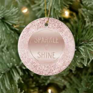 Blush Pink Glitter Sparkle       Ceramic Tree Decoration