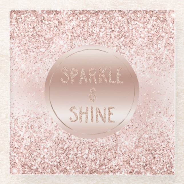 Blush Pink Glitter Sparkle   Glass Coaster (Front)