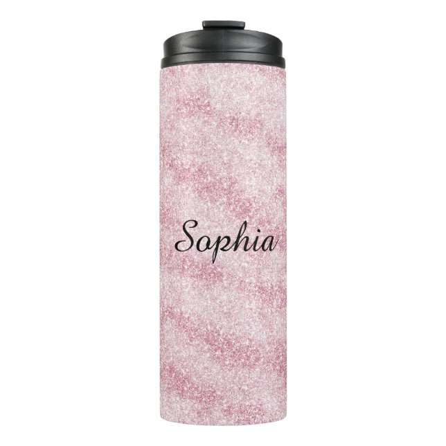 Blush Pink Glitter Sparkle Thermal Tumbler (Front)