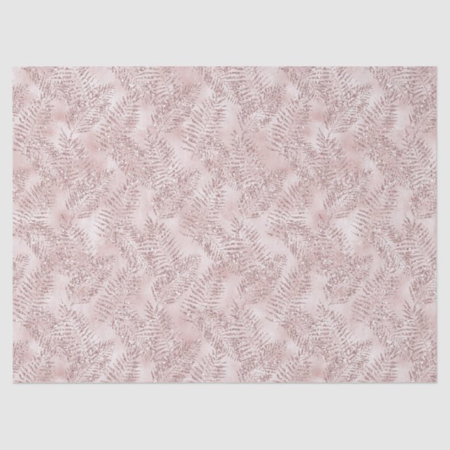 Blush Pink Glitter Tropical Leaves   Tissue Paper (Front)