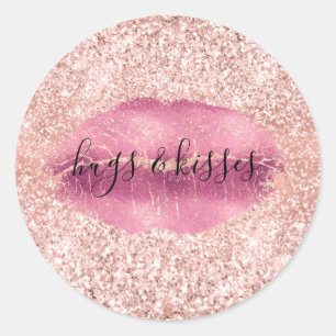 Blush Pink Glitz Glam Glitter Sparkle Classic Round Sticker