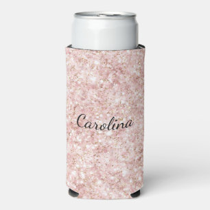 Blush Pink Glitzy Glitter Seltzer Can Cooler