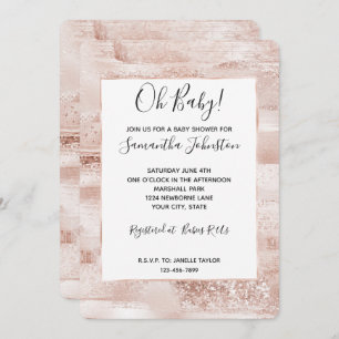 Blush Pink Glitzy Glitter Sparkle Baby Shower Invitation