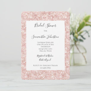 Blush Pink Glitzy Glitter Sparkle Bridal Shower Invitation