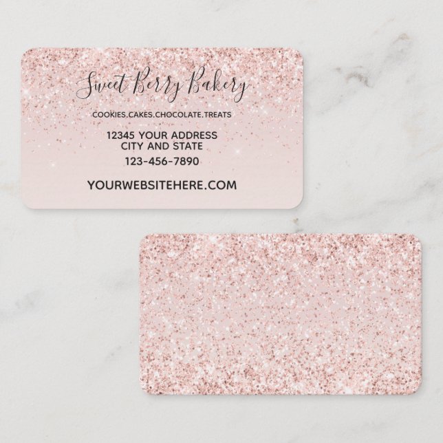 Blush Pink Glitzy Glitter Sparkle Business Card (Front/Back)