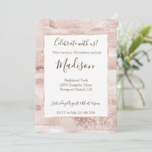 Blush Pink Glitzy Glitter Sparkle Invitation