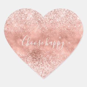 Blush Pink Glitzy Sparkle Glitter Heart Sticker