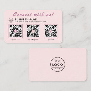 Blush Pink Gold 3 QR Code Multi Social Business Card