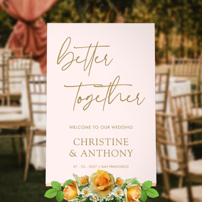Blush Pink & Gold Acrylic Wedding Welcome Sign (Sophisticated Blush Pink and Gold Wedding Acrylic Sign)
