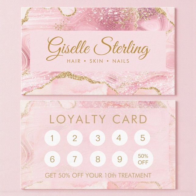Blush Pink Gold Agate Marble Loyalty Card (Creator Uploaded)