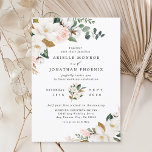 Blush Pink Gold and White Magnolia Floral Wedding Invitation<br><div class="desc">Designs features elegant magnolia, peony rose, eucalyptus, greenery and other watercolor elements in white, blush pink or pink peach and more. The greenery features shades of dark and light green colors with some elements featuring gold, antique gold and copper. This classy item is versatile for varieties of wedding themes --...</div>