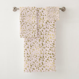 Blush Pink Gold Animal Print Bath Towel Set