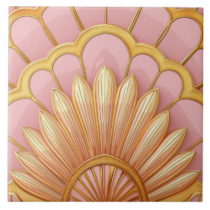 Blush Pink Gold Art Deco Tile