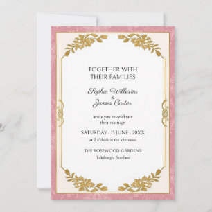 Blush Pink Gold Art Deco Wedding Invitation