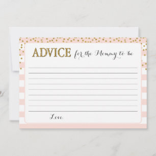 Blush Pink Gold Baby Girl Shower Mummy to be Mum Advice Card