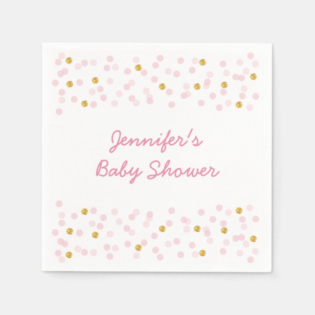 Blush Pink & Gold Baby Shower Napkin (Front)