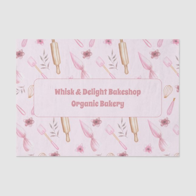 Blush Pink & Gold Baking & Cooking Utensil Bakery  Tissue Paper (Front)