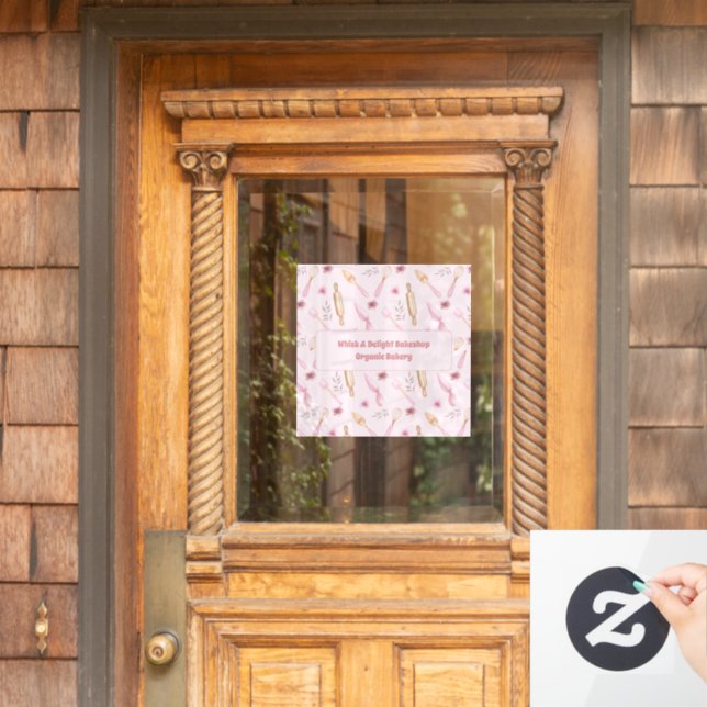 Blush Pink & Gold Baking & Cooking Utensil Bakery  Window Cling (Home Door)