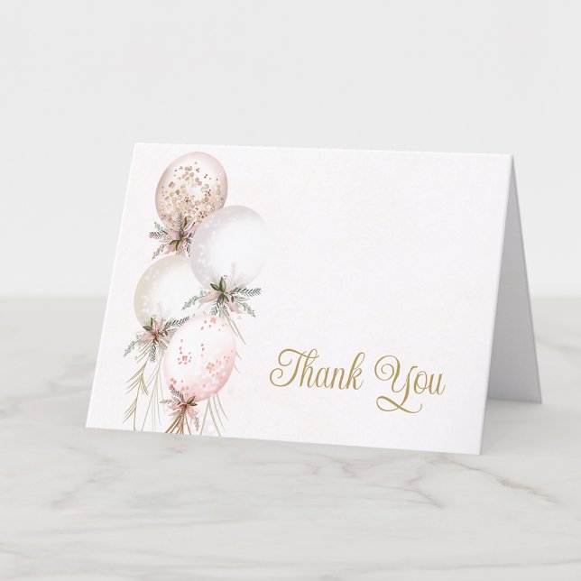 Blush Pink Gold Balloon Baby Shower Thank You Card (Creator Uploaded)