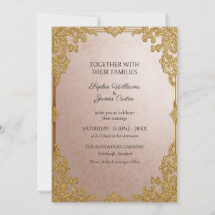 Blush Pink Gold Baroque Wedding Invitation