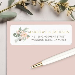 Blush Pink Gold Boho Floral Wedding Address